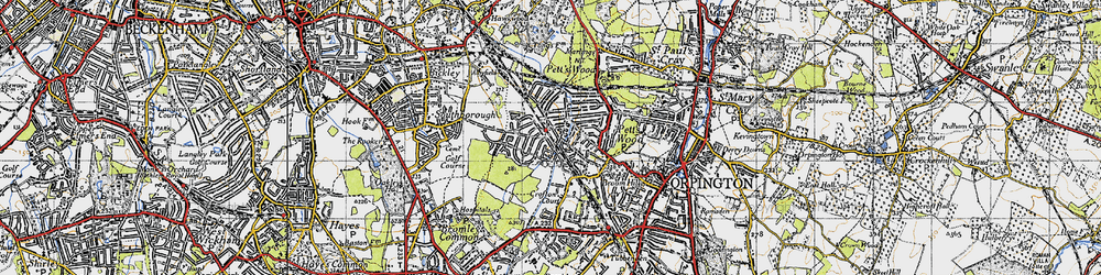 Old map of Petts Wood in 1946