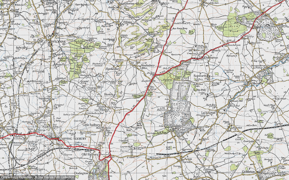 Old Map of Historic Map covering Bodkin Wood in 1946