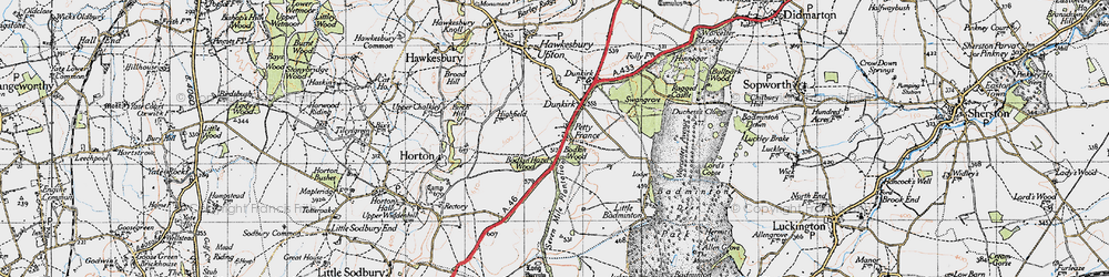 Old map of Bodkin Wood in 1946