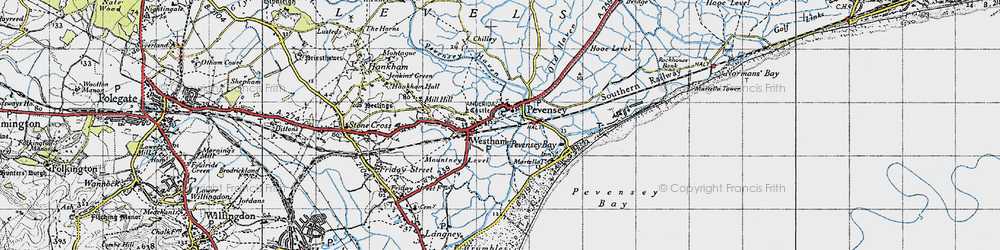 Old map of Pevensey in 1940