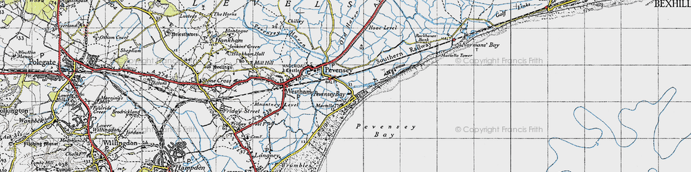 Old map of Pevensey Bay in 1940