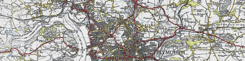 Old map of Peverell in 1946