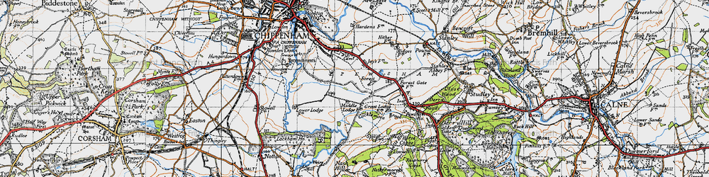 Old map of Pewsham in 1940