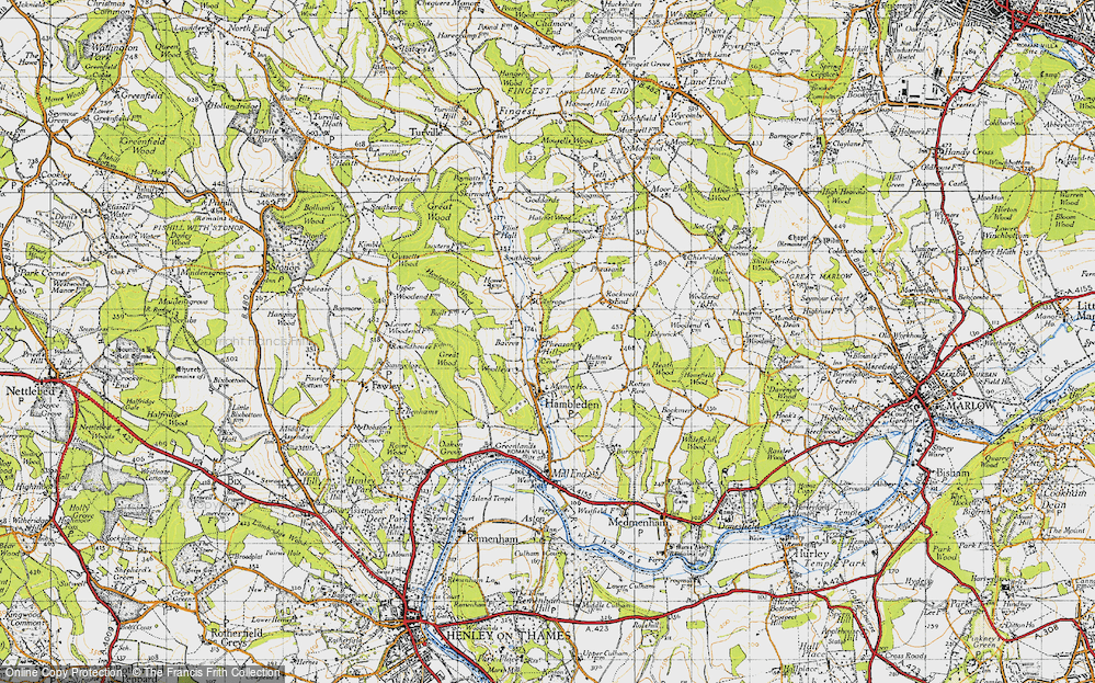 Old Map of Historic Map covering Bacres in 1947