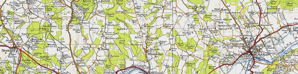 Old map of Pheasant's Hill in 1947