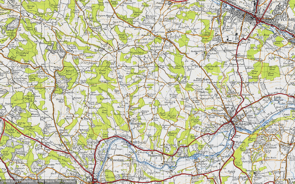 Old Map of Pheasants, 1947 in 1947