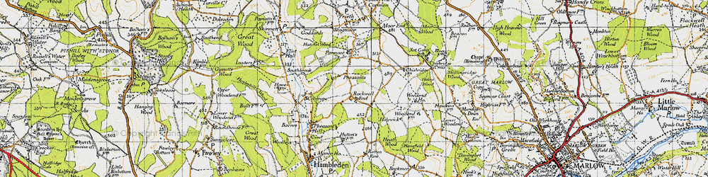 Old map of Pheasants in 1947