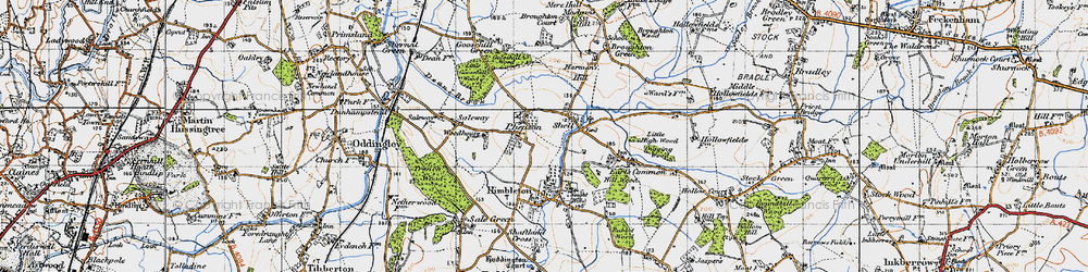 Old map of Phepson in 1947