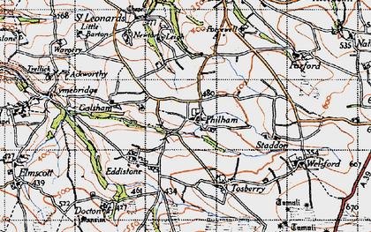 Old map of Philham in 1946