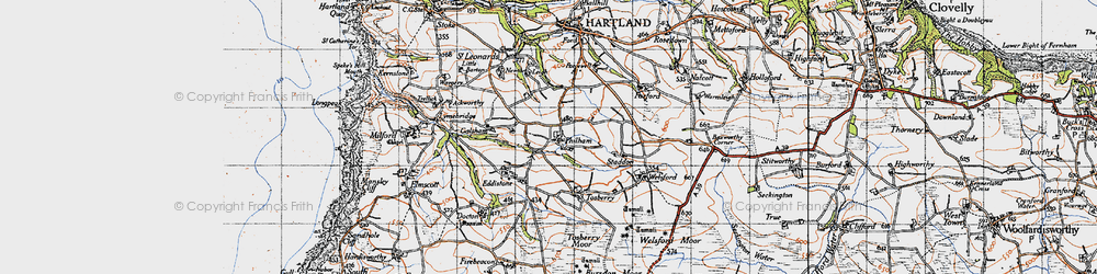 Old map of Philham in 1946