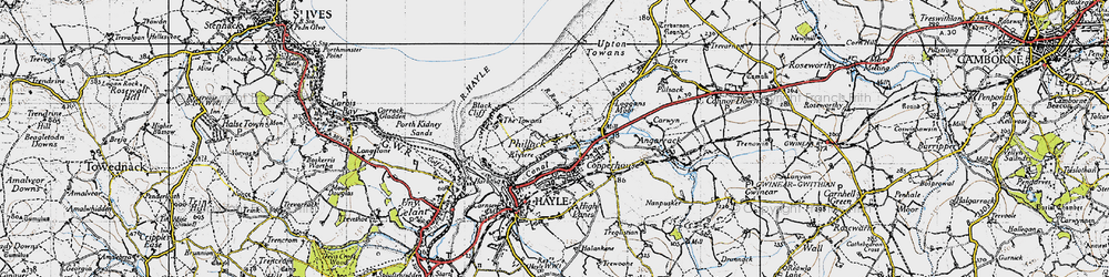 Old map of Phillack in 1946