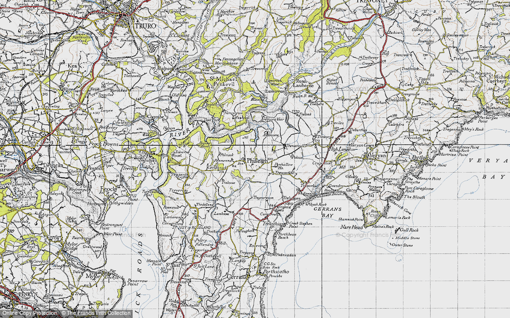Old Map of Historic Map covering Ardevora Veor in 1946