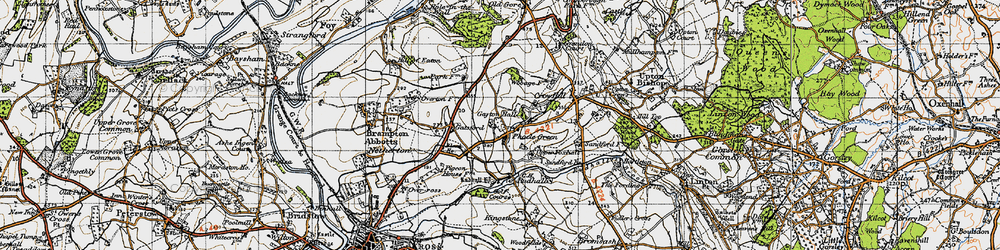 Old map of Phocle Green in 1947