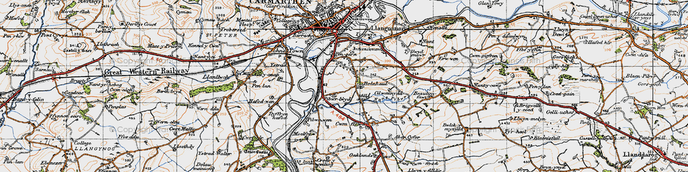 Old map of Pibwrlwyd in 1946