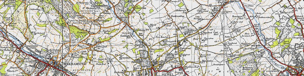 Old map of Piccotts End in 1946