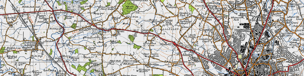 Old map of Pickford Green in 1947