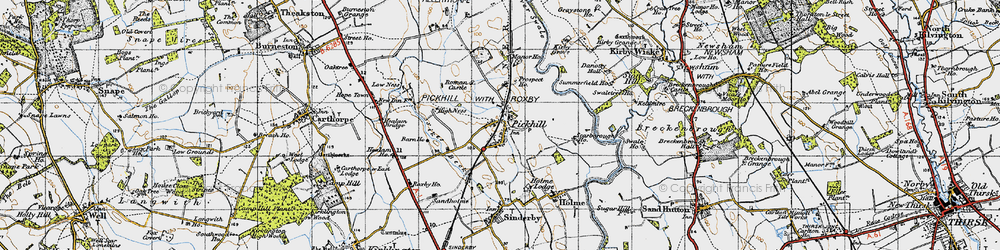 Old map of Pickhill in 1947