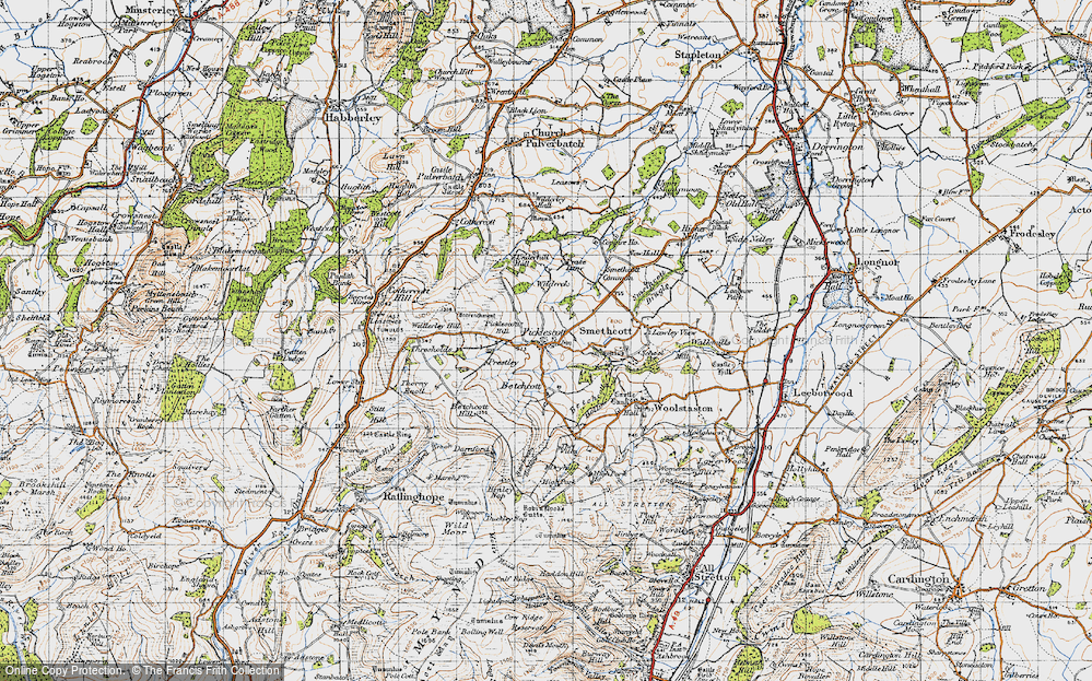 Old Map of Historic Map covering Wilderley Hill in 1947