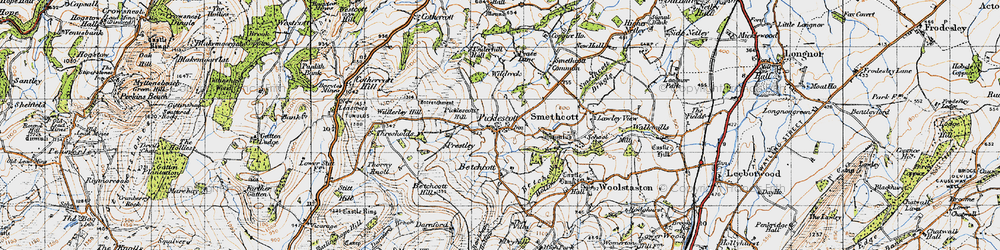 Old map of Wilderley Hill in 1947