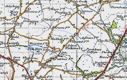Old map of Pickmere in 1947