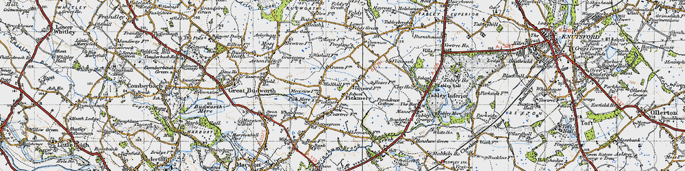 Old map of Pickmere in 1947
