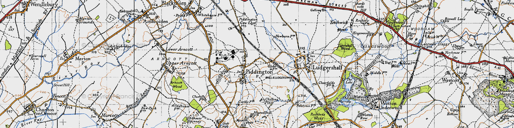 Old map of Piddington in 1946