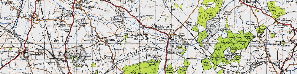 Old map of Piddington in 1946