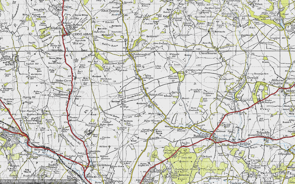 Old Map of Piddlehinton, 1945 in 1945