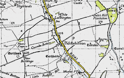 Old map of Piddlehinton in 1945