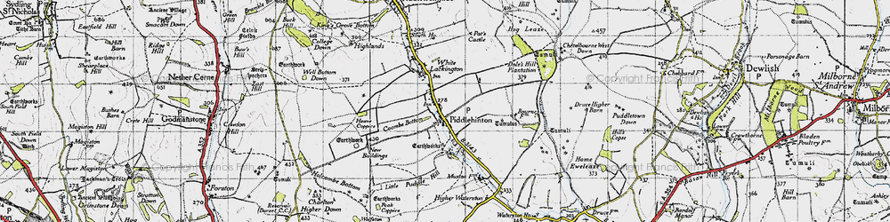 Old map of Higher Waterston in 1945