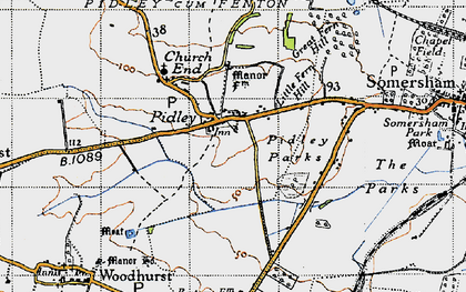 Old map of Pidley in 1946