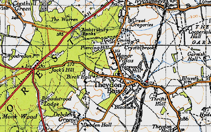 Old map of Piercing Hill in 1946