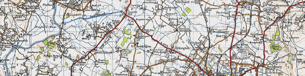 Old map of Piff's Elm in 1946