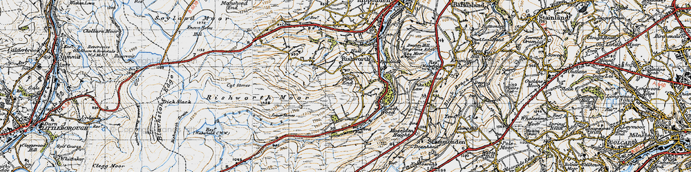 Old map of Booth Wood Resr in 1947