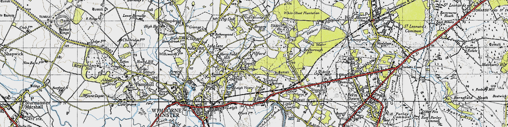 Old map of Pilford in 1940