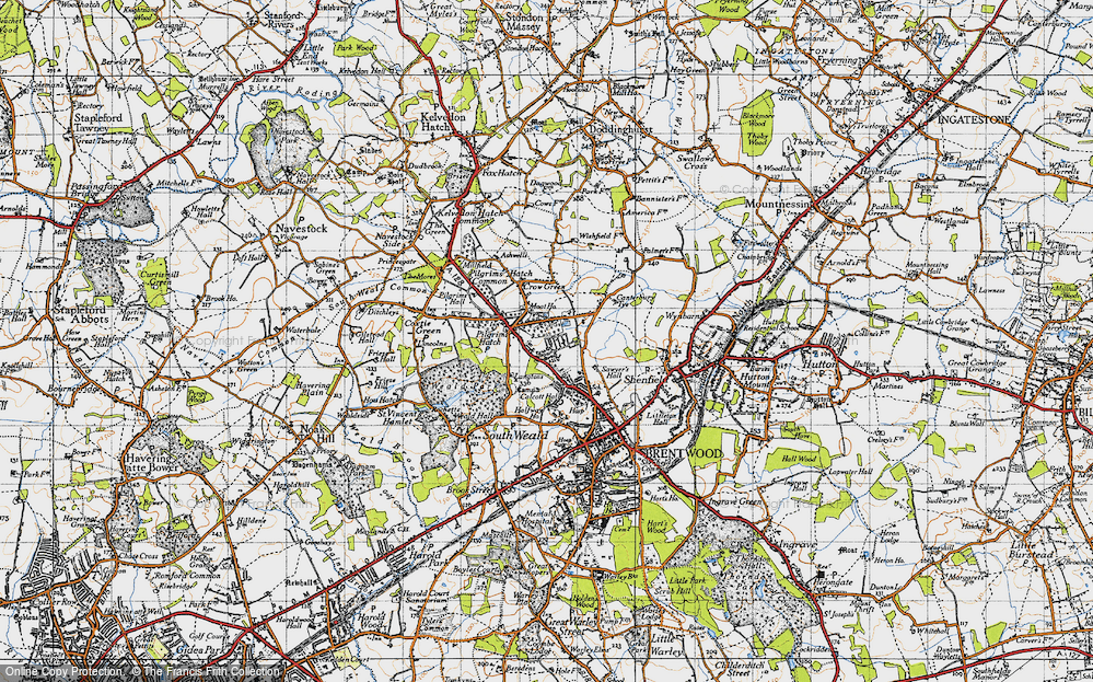 Historic Ordnance Survey Map of Pilgrims Hatch, 1946