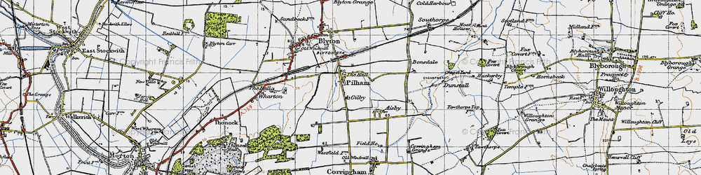 Old map of Pilham in 1947