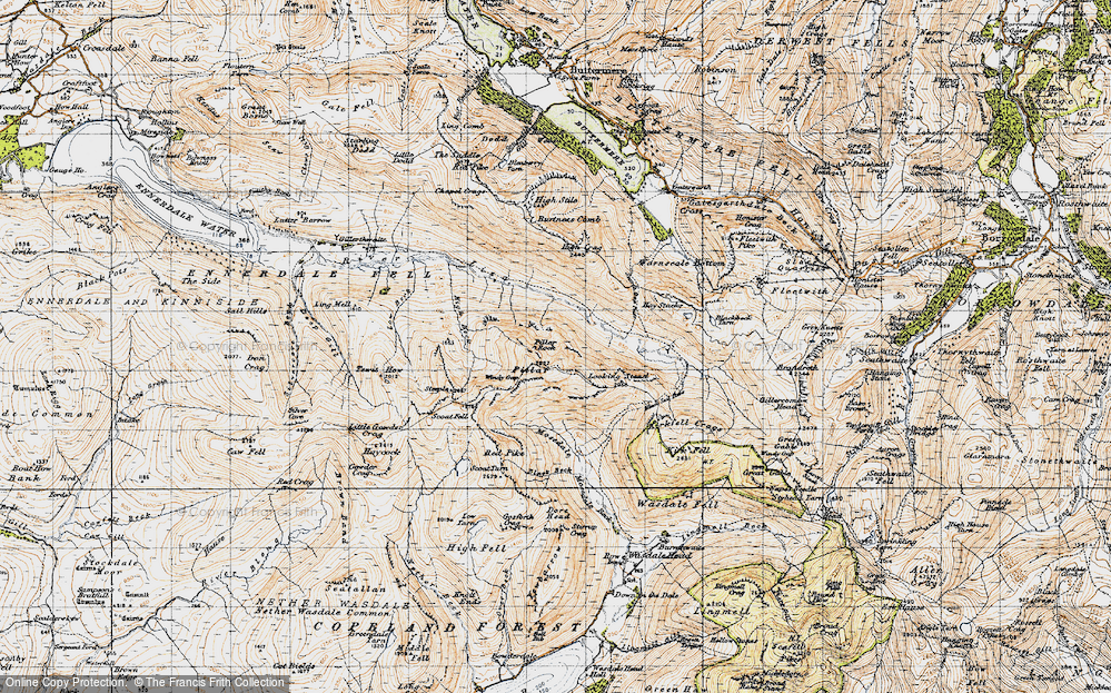 Old Map of Historic Map covering Black Sail Pass in 1947