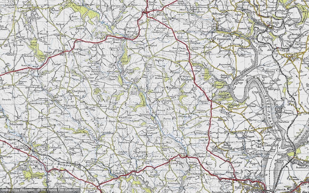 Old Map of Historic Map covering Cuttivett in 1946