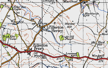 Old map of Pillerton Hersey in 1946