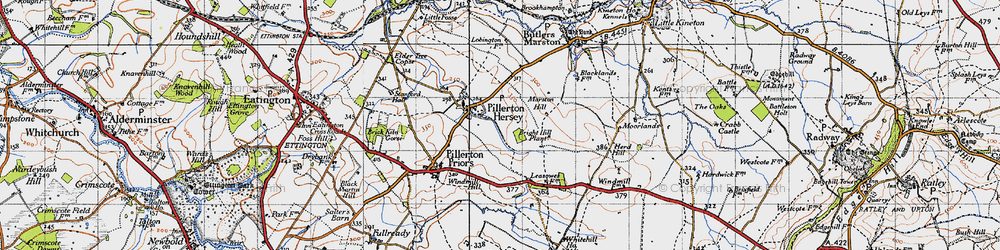 Old map of Pillerton Hersey in 1946