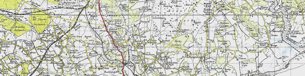 Old map of Pilley in 1945