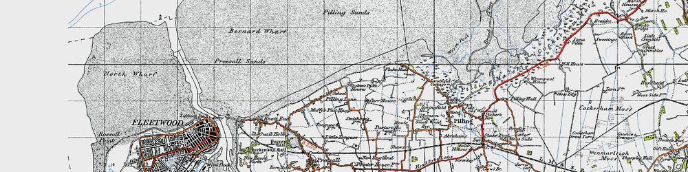 Old map of Wyre-Lune Wildfowl Sanctuary in 1947