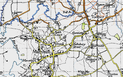 Old map of Pillwell in 1945