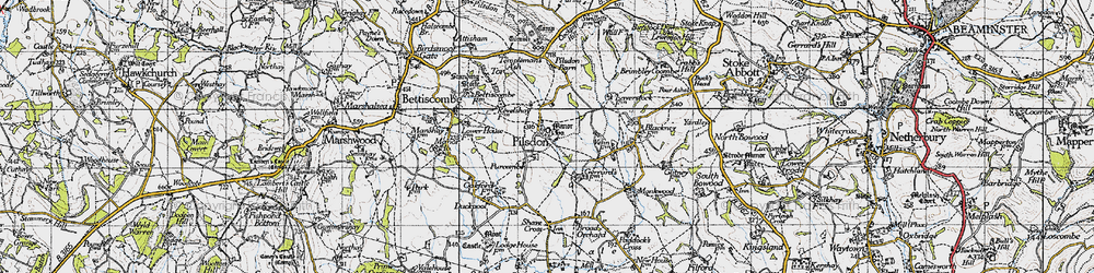 Old map of Pilsdon in 1945