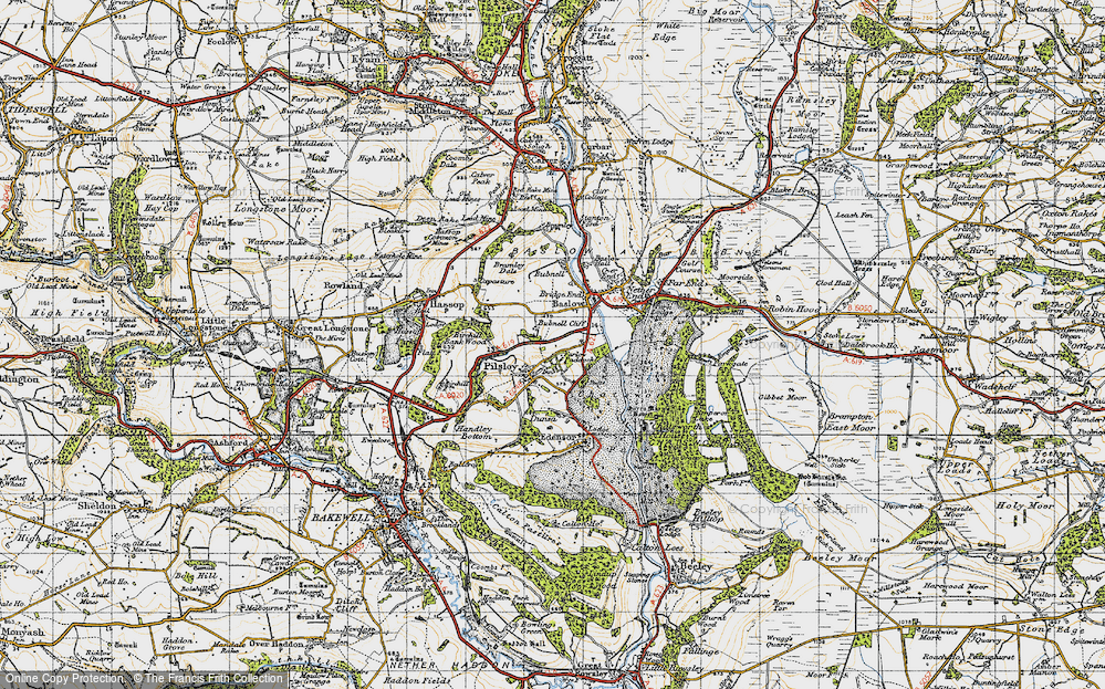 Old Map of Historic Map covering Bubnell Cliff in 1947