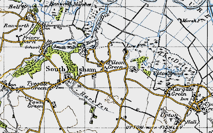 Old map of Pilson Green in 1945