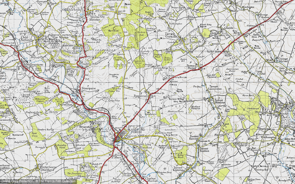Old Map of Pimperne, 1940 in 1940