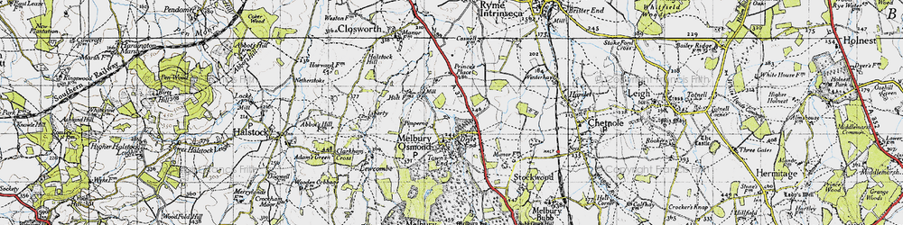 Old map of Pimperne in 1945