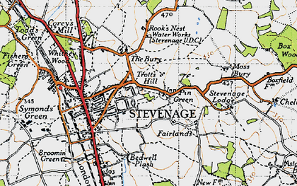 Old map of Pin Green in 1946